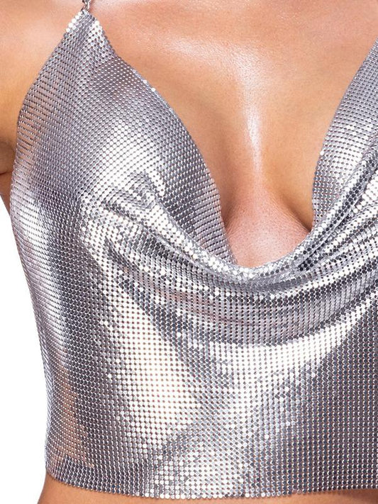 Top Metallo Argento